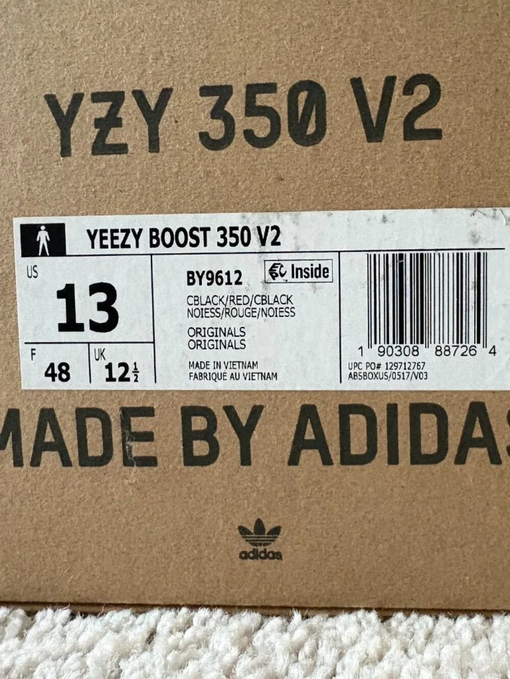 Adidas Yeezy Boost 350 V2 Red Stripe Core Black
